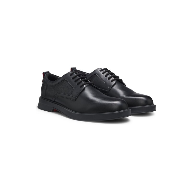 HUGO Derby shoes in leather with perforated monograms