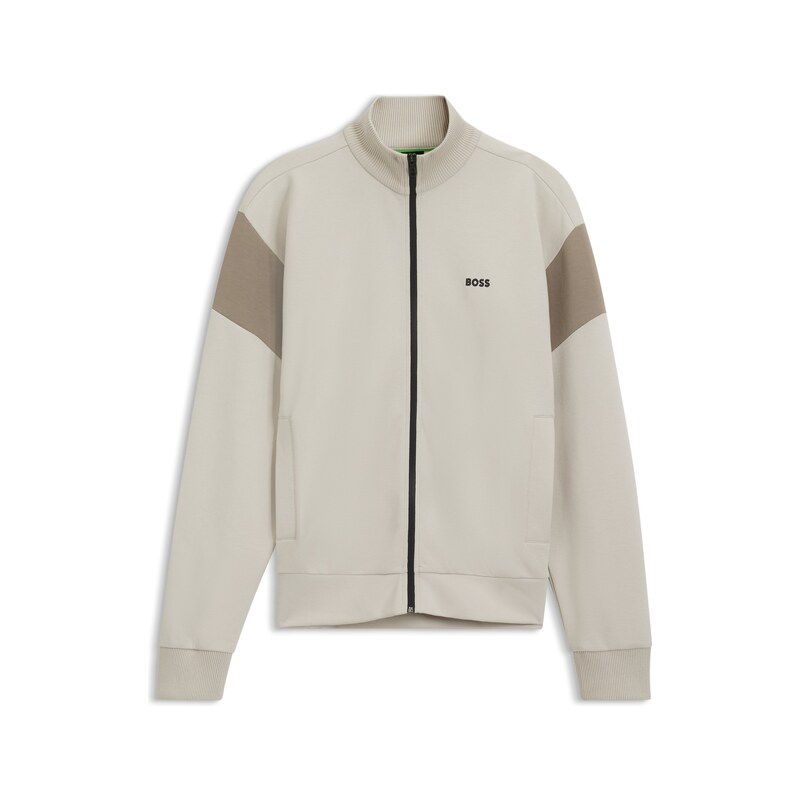BOSS Zip-up cotton-blend sweatshirt with contrast inserts