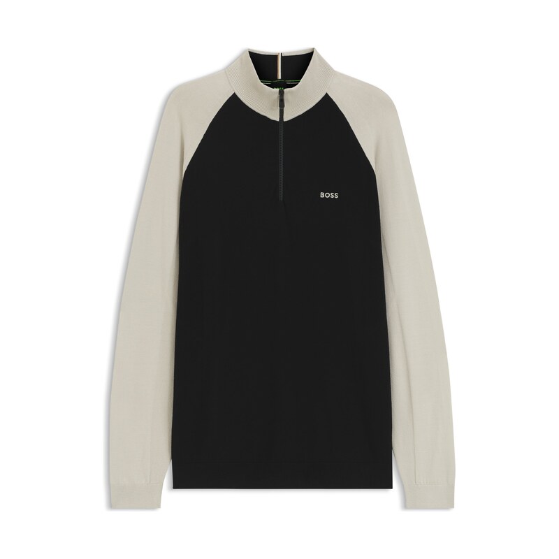 BOSS Colour-blocked sweater with zip neck