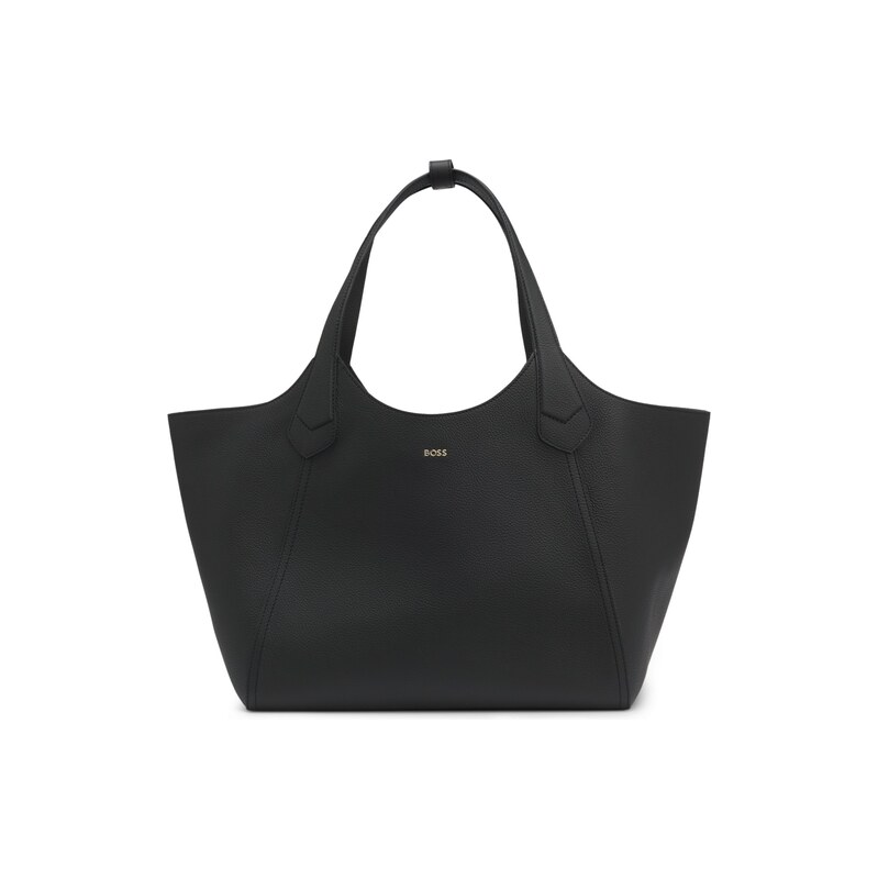 BOSS Leather tote bag with metallic logo lettering