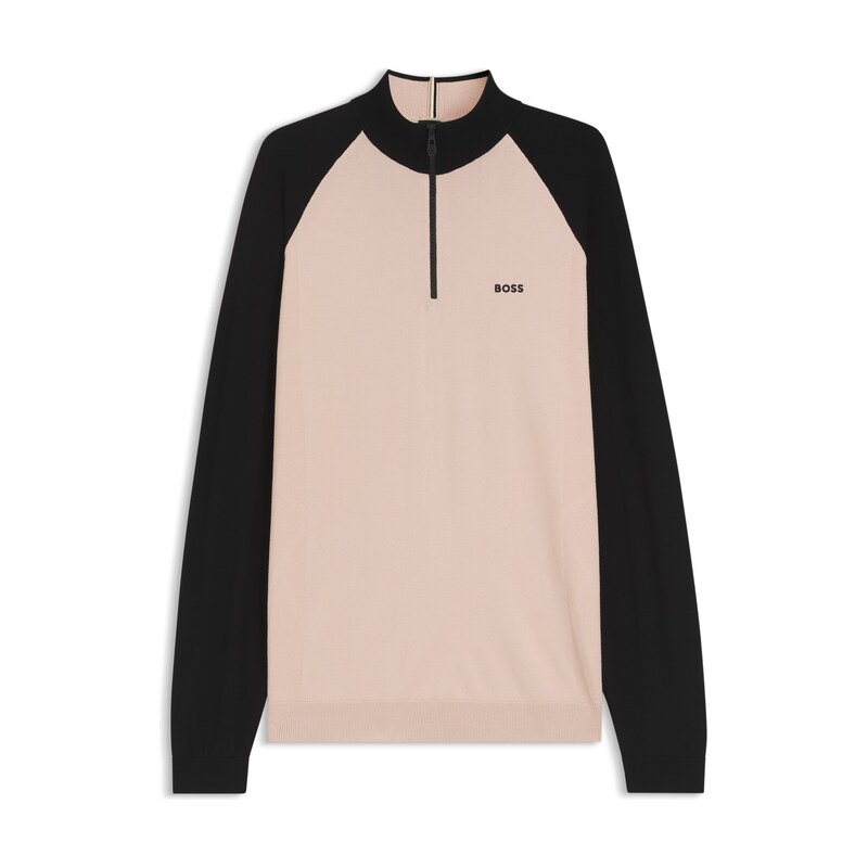 BOSS Colour-blocked sweater with zip neck