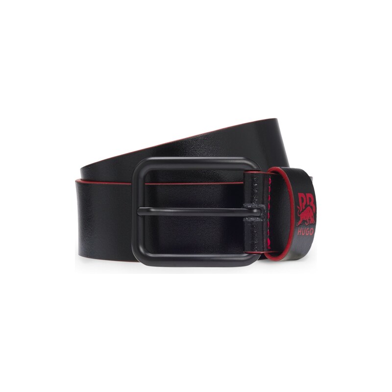HUGO x RB Italian-leather belt with bull motif