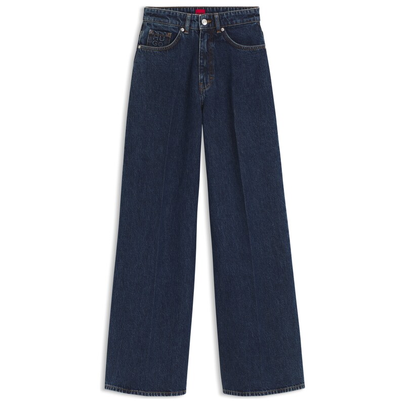 HUGO Wide-leg jeans in blue denim with front pleats