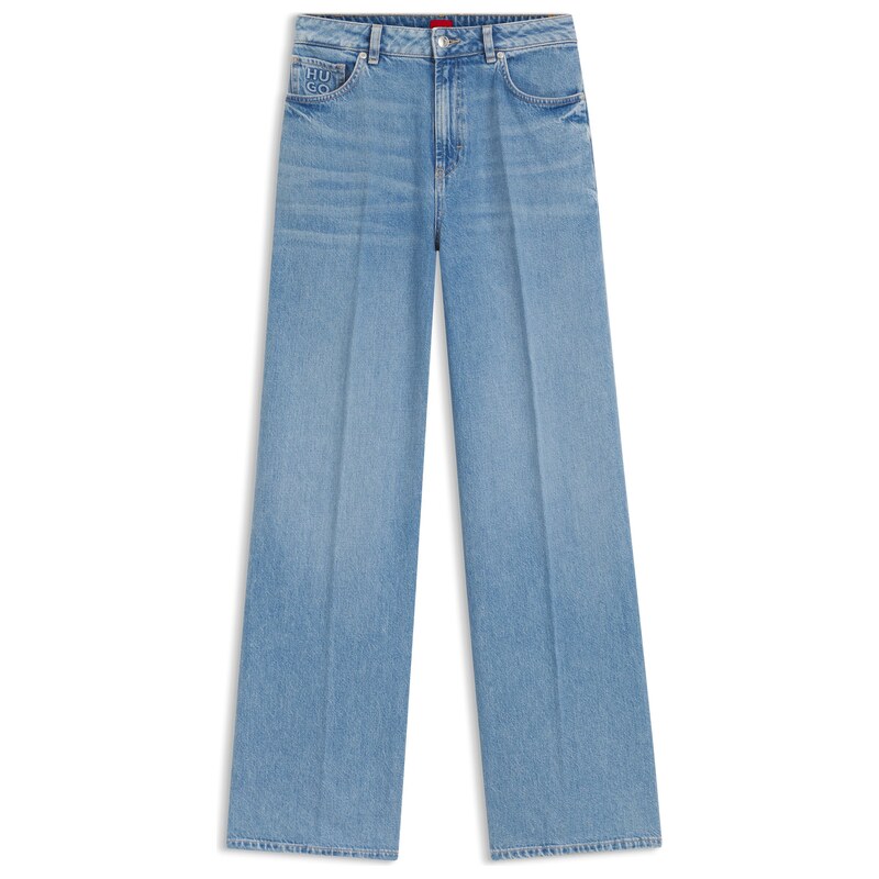 HUGO Wide-leg-fit jeans in light-blue denim