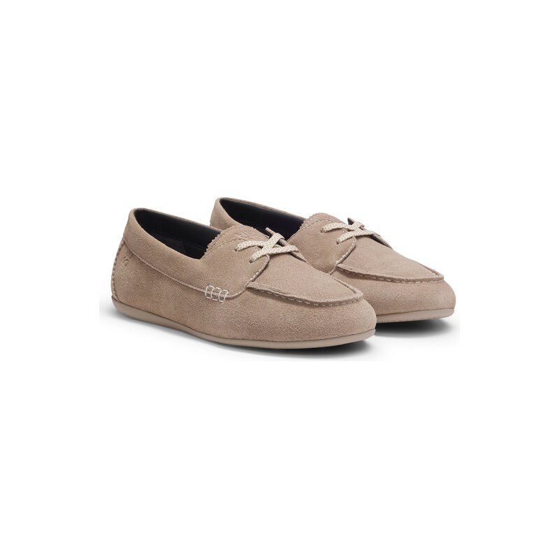 HUGO Suede boat shoes with stacked logo