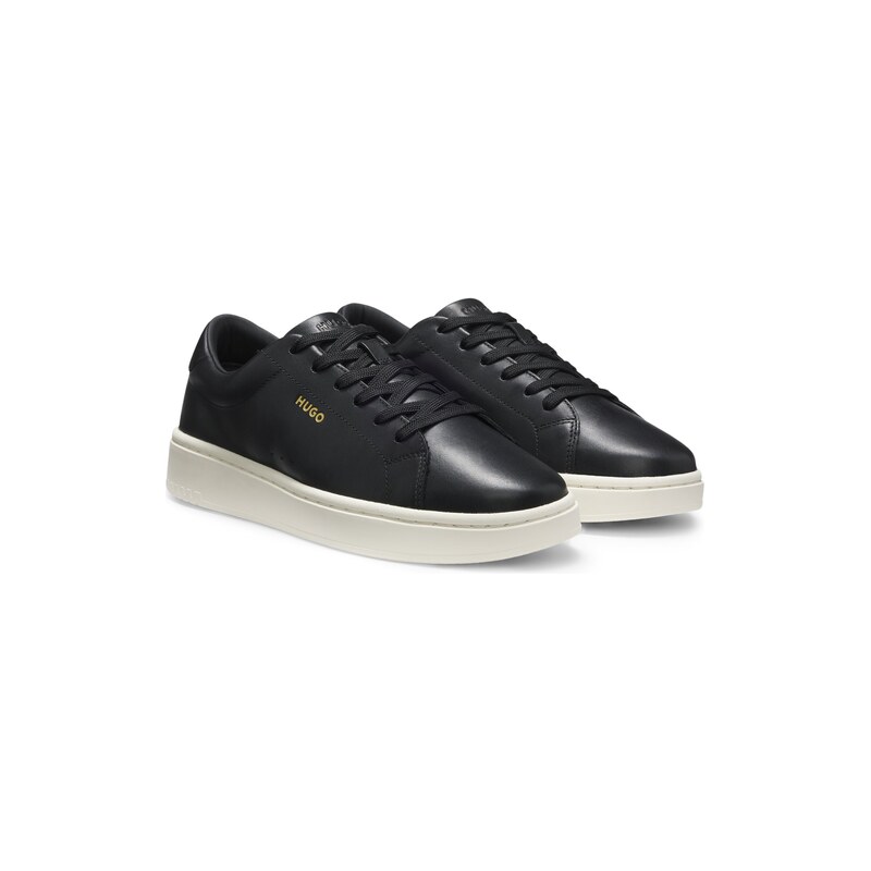 HUGO Nappa-leather trainers with gold-tone logo