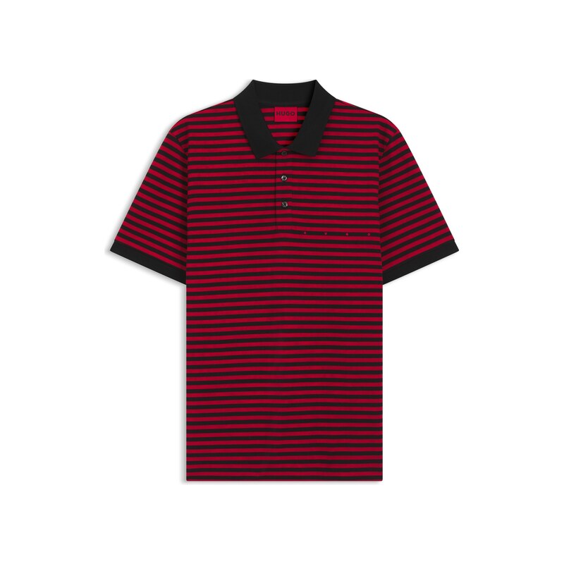 HUGO Cotton-piqué polo shirt with horizontal stripe
