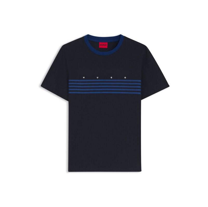HUGO Cotton T-shirt with printed stripes