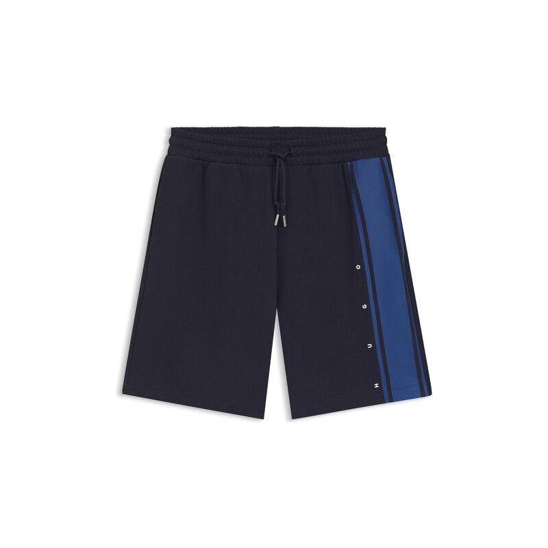 HUGO Relaxed-fit shorts in cotton terry with side stripe