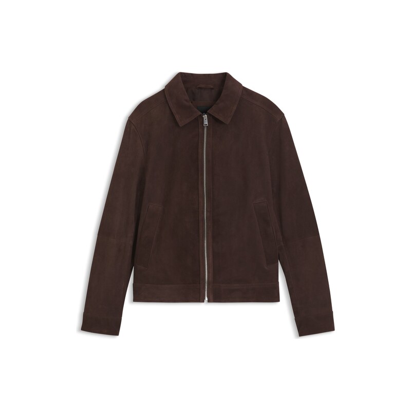 BOSS Suede leather jacket with zip closure