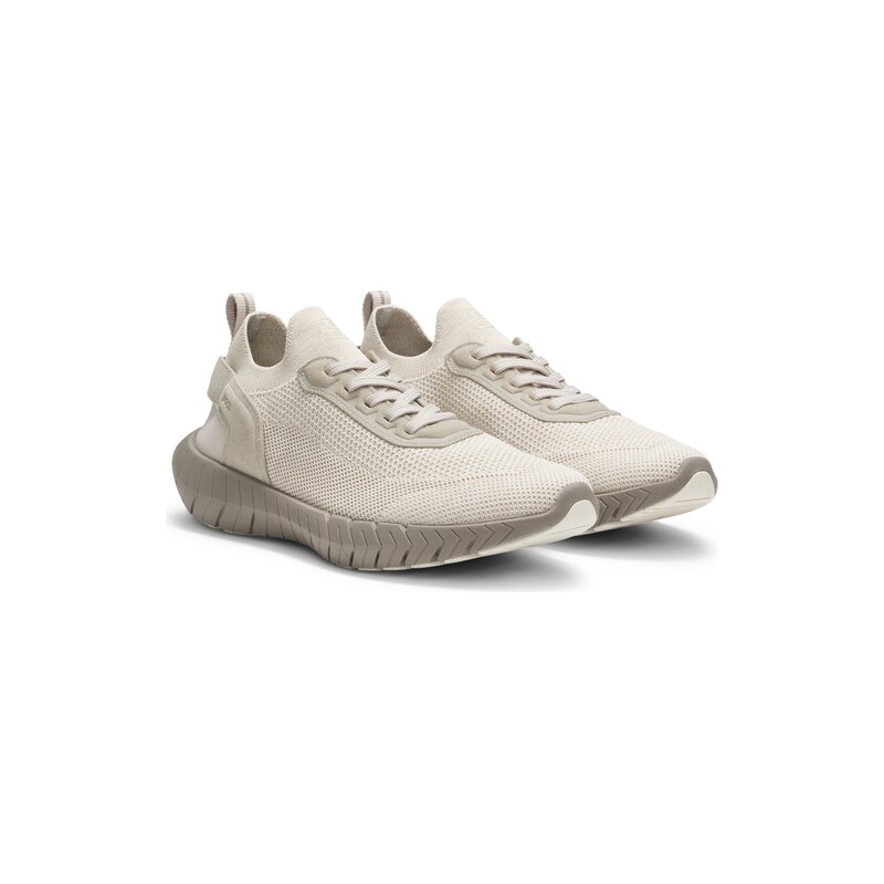 BOSS-MOTION trainers with knitted uppers and leather trims