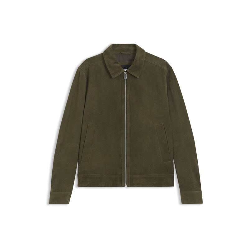 BOSS Suede leather jacket with zip closure