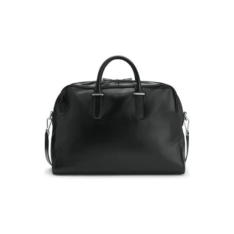 Leather holdall with embossed logo