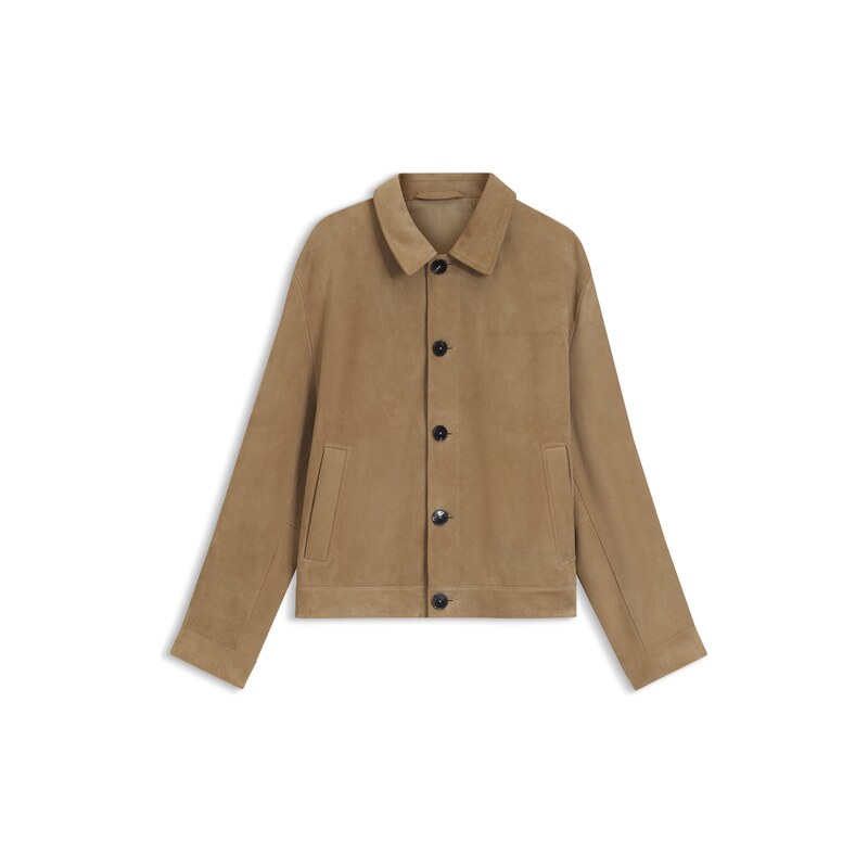 HUGO Suede jacket with stitched breast-pocket detail