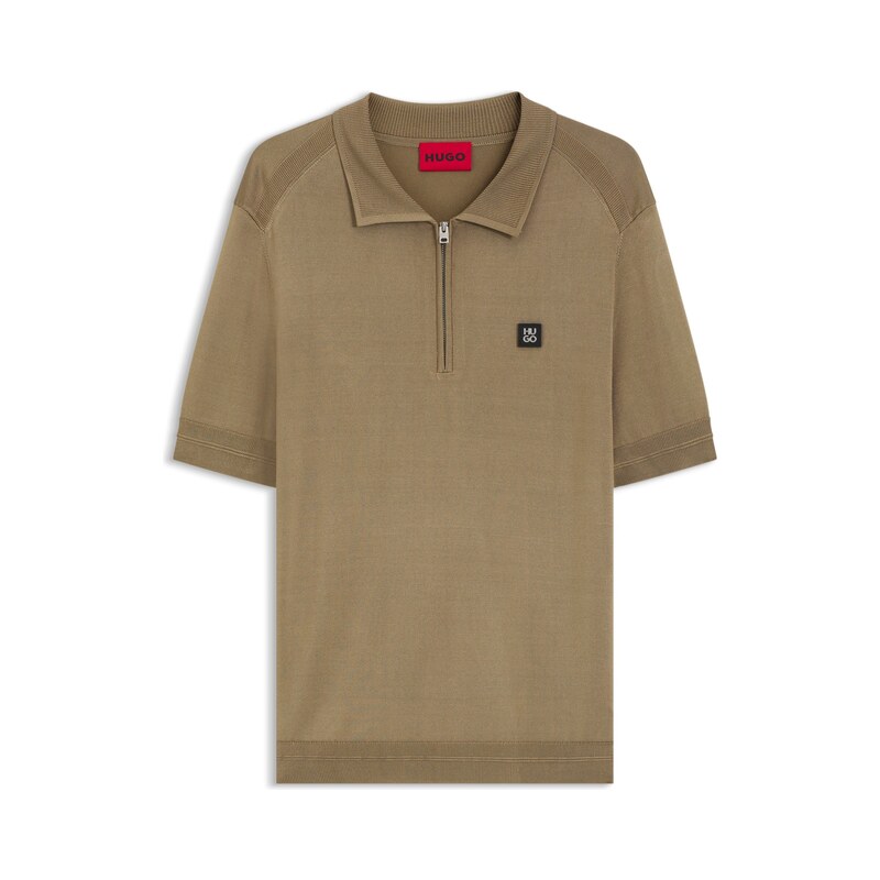 HUGO Knit polo with zipped neck