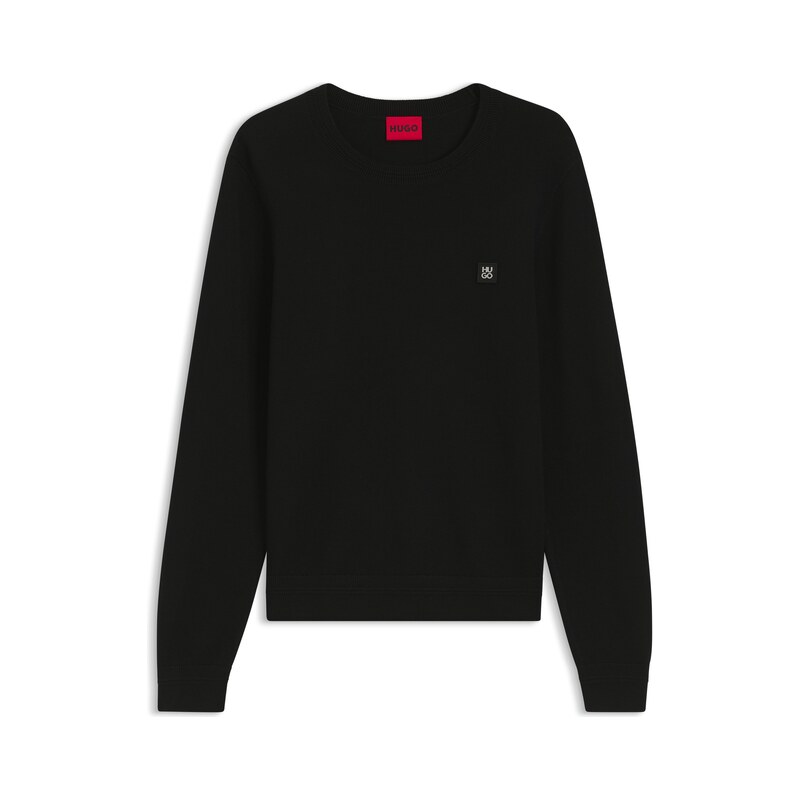 HUGO Knitted-piqué sweater with metallic stacked logo