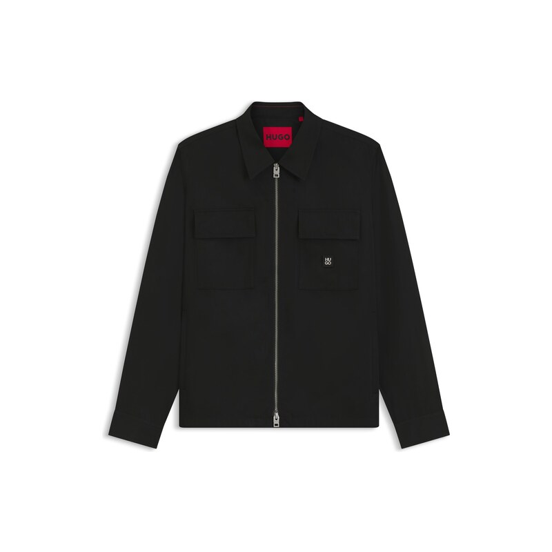 HUGO Oversized-fit shirt with zip closure