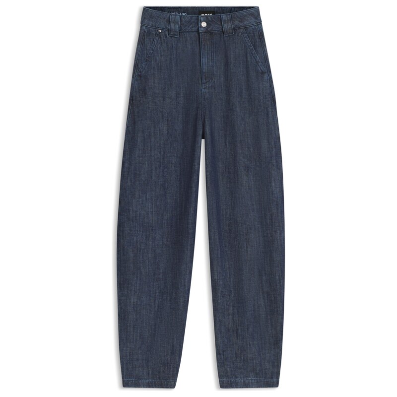 BOSS Relaxed-fit jeans in textured open-weave denim