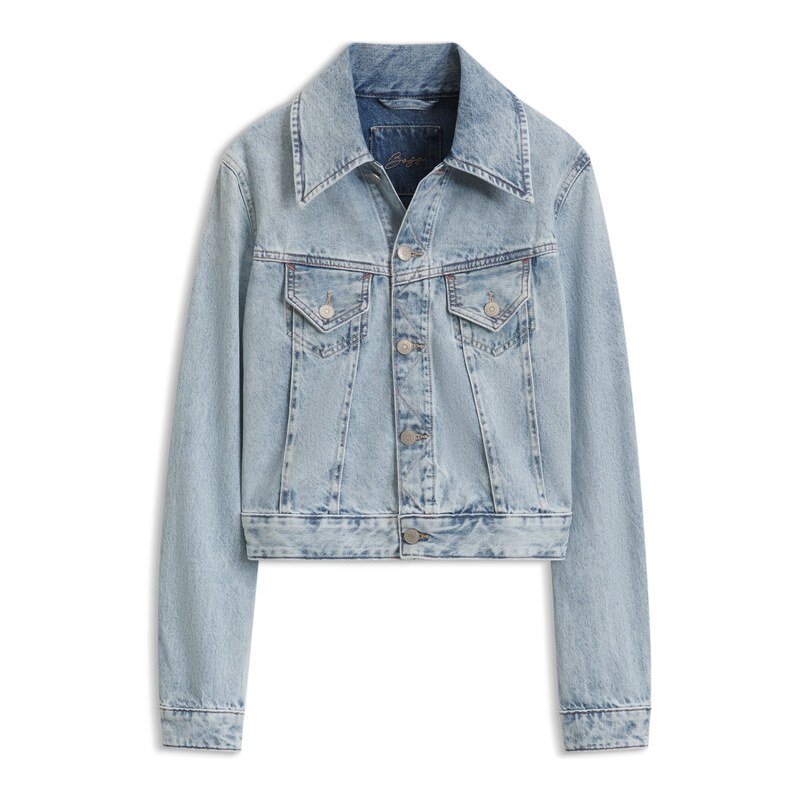 BOSS Slim trucker jacket with marble-wash denim