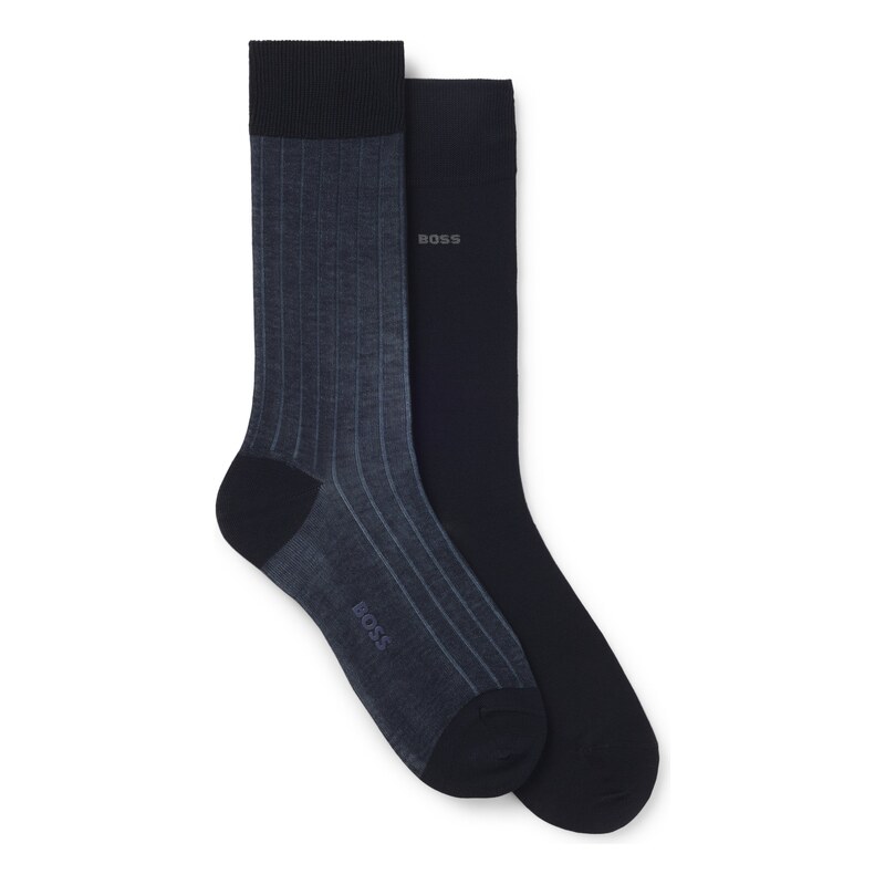 BOSS Two-pack of vanisé rib socks in a mercerised cotton blend