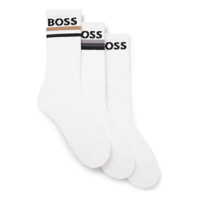 BOSS Three-pack of bamboo-blend short socks with logos
