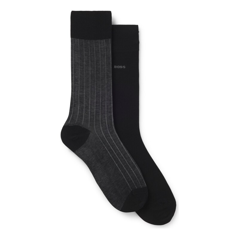 BOSS Two-pack of vanisé rib socks in a mercerised cotton blend
