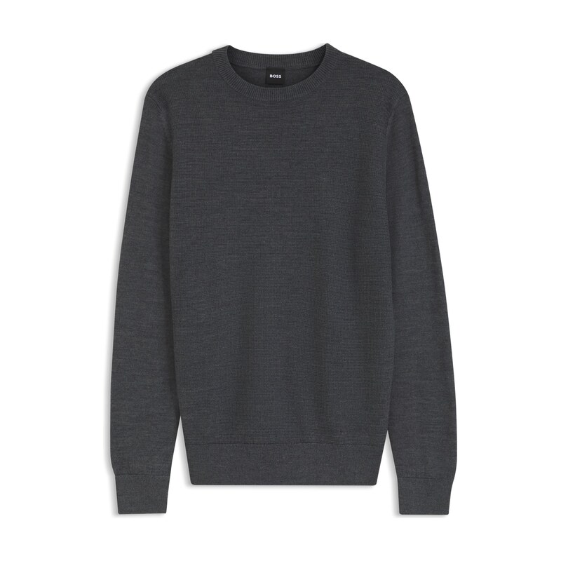 BOSS Mixed-structure sweater in a virgin-wool blend
