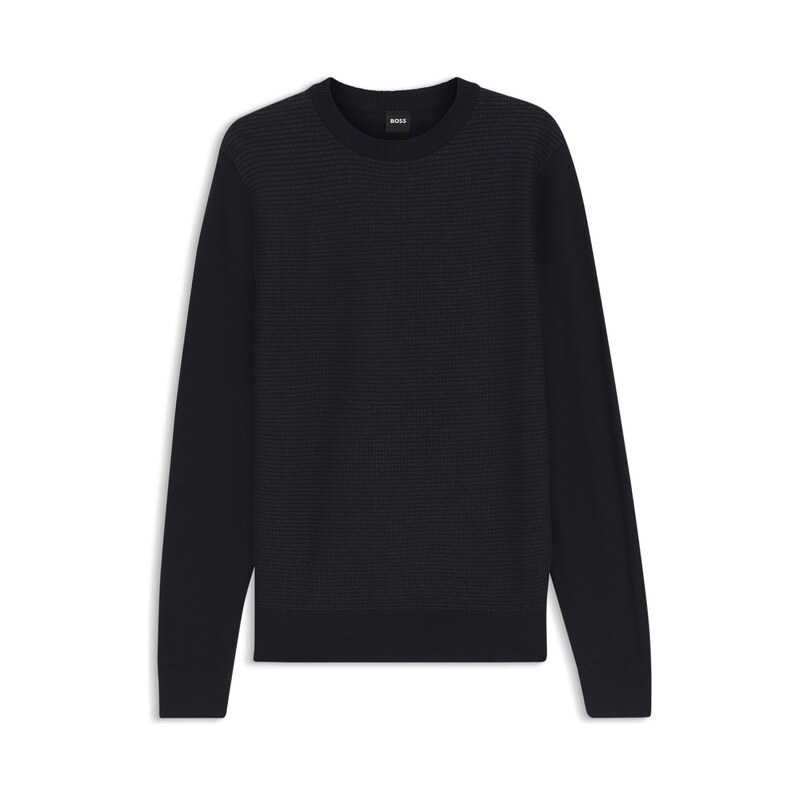 BOSS Mixed-structure sweater in a virgin-wool blend