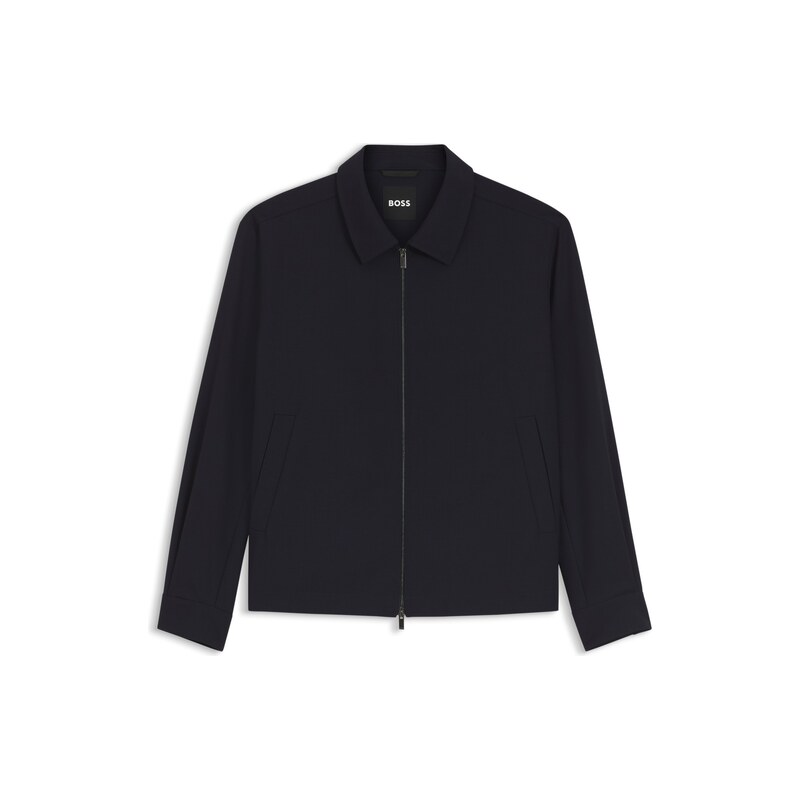 BOSS Relaxed-fit zip-up jacket in patterned virgin wool