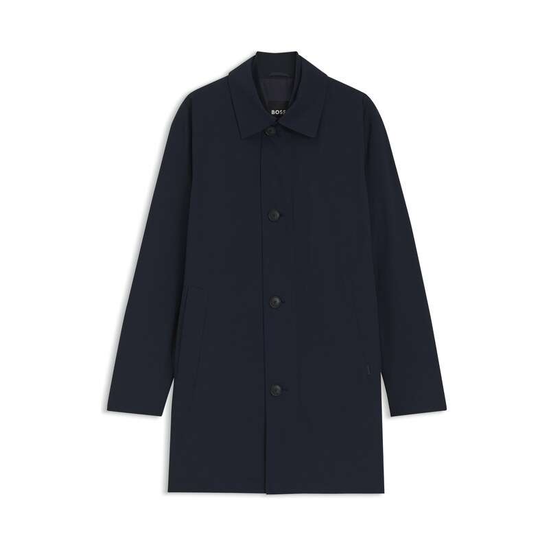BOSS Regular-fit coat in patterned stretch fabric