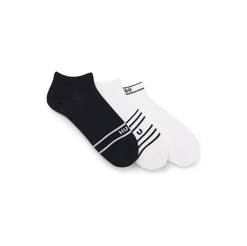 HUGO Three-pack sneaker socks with stripe details