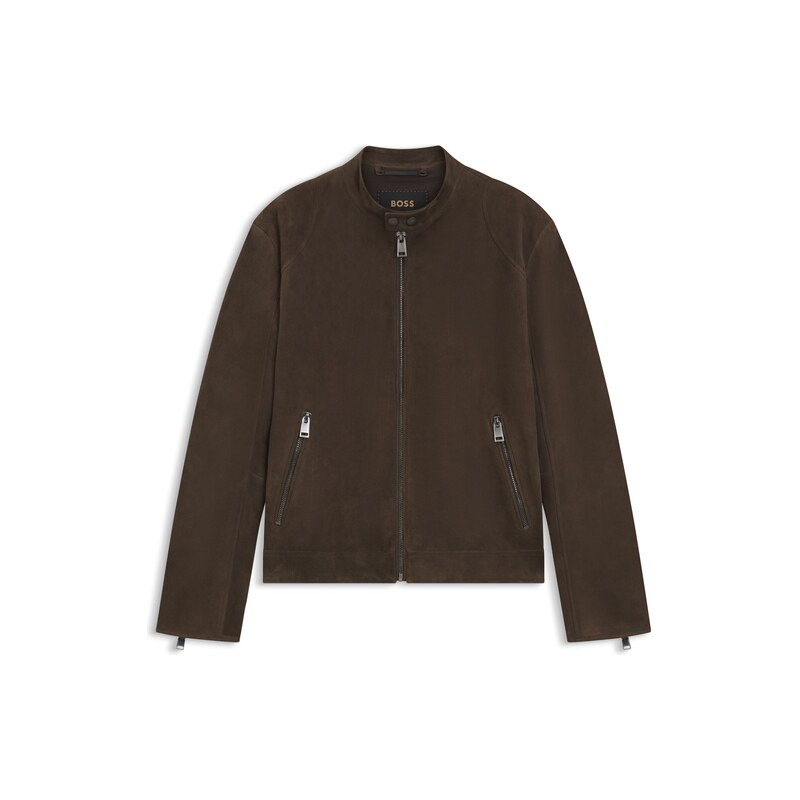 BOSS Suede jacket with zipped cuffs