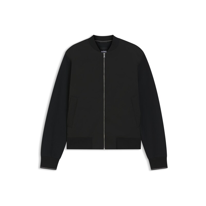 BOSS Zip-up padded sweatshirt in mixed fabrics