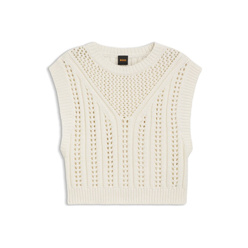 BOSS Cotton-blend top with open-knit structure