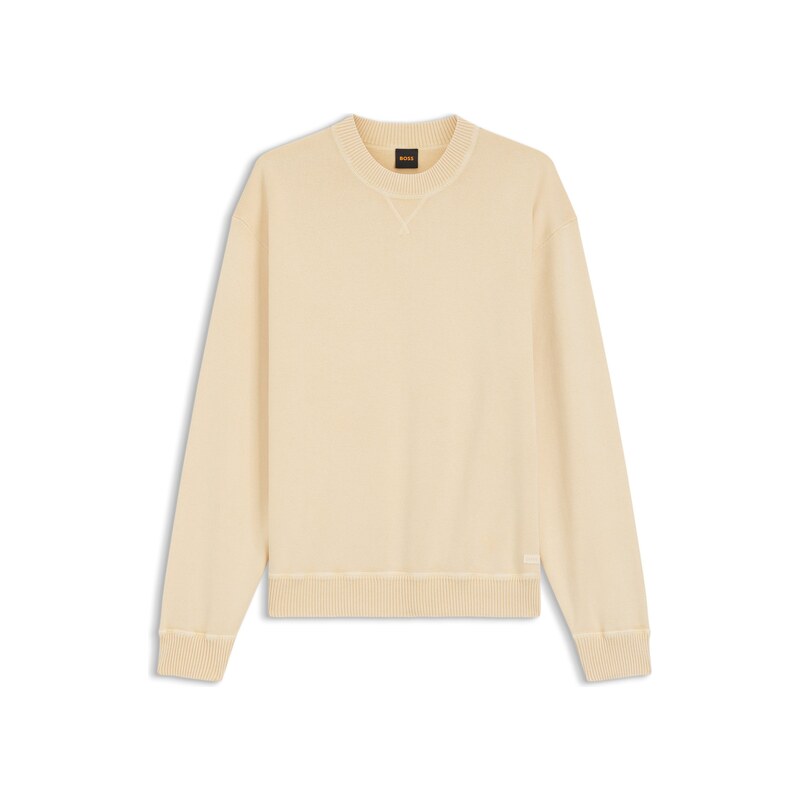 BOSS Cotton sweater with ribbed side seams