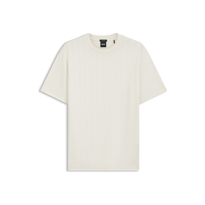 BOSS Regular-fit T-shirt in cotton with raised jacquard