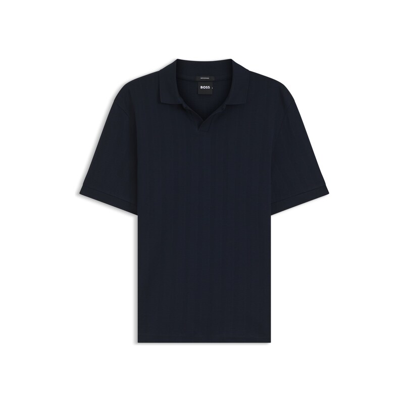 BOSS Cotton-jacquard polo shirt with Johnny collar