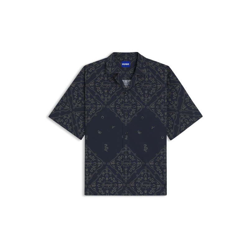 HUGO Relaxed-fit shirt in printed cotton poplin