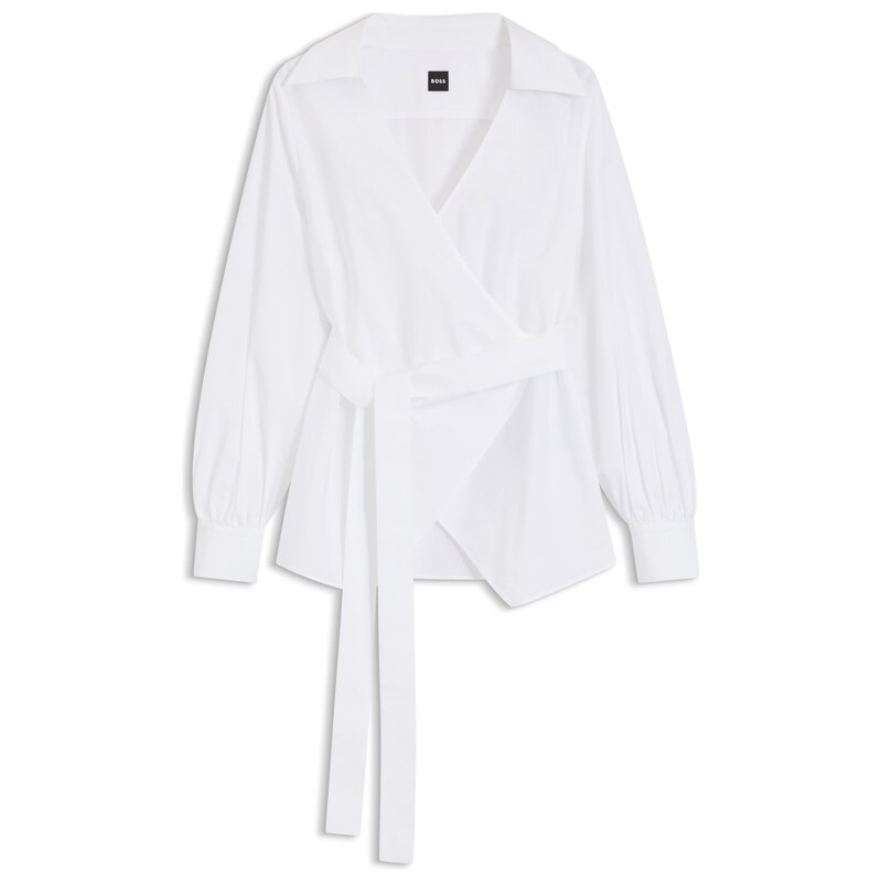 BOSS Regular-fit blouse with wrap front