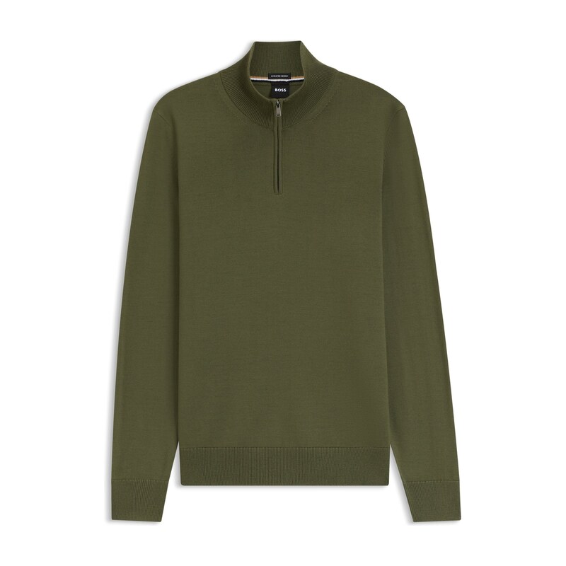 BOSS Merino-wool sweater with zip neck