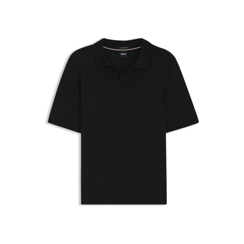 BOSS Merino-wool knit polo with Johnny collar