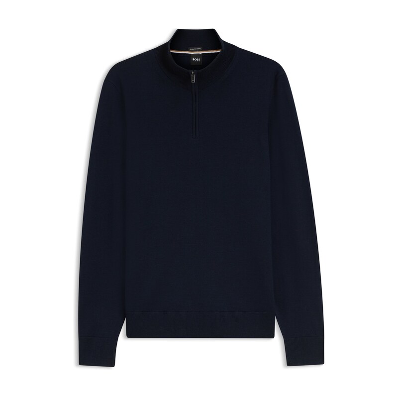 BOSS Merino-wool sweater with zip neck