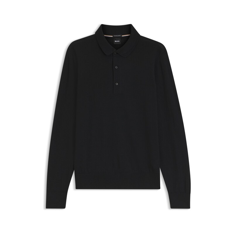 BOSS Regular-fit knit polo in merino wool