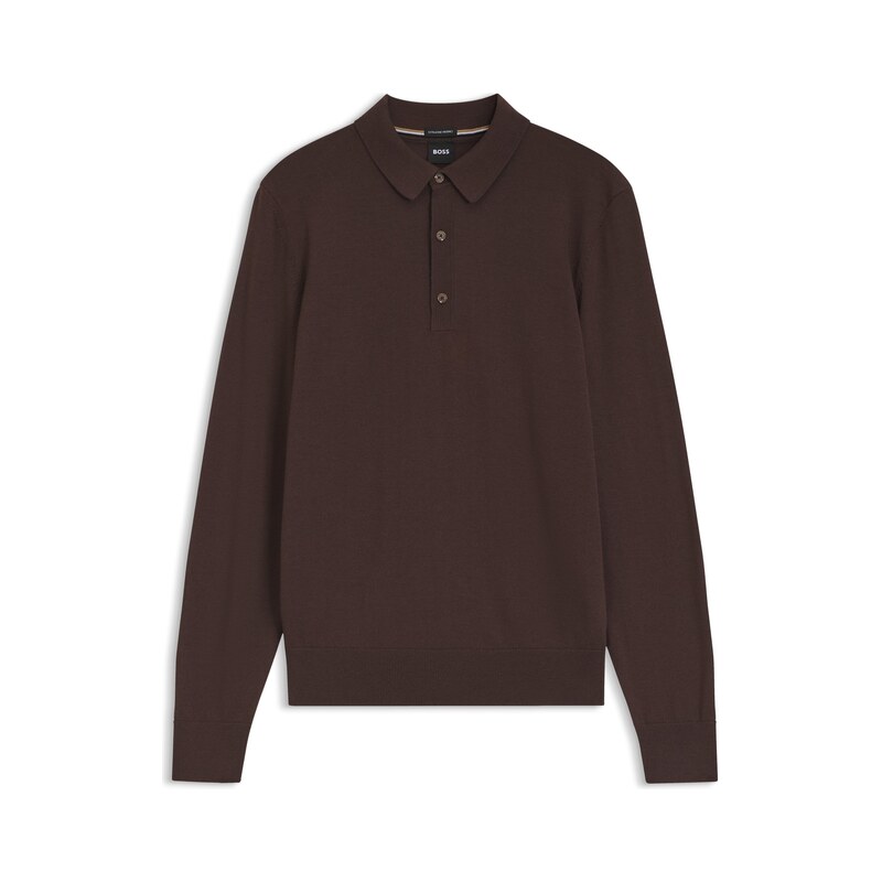 BOSS Regular-fit knit polo in merino wool