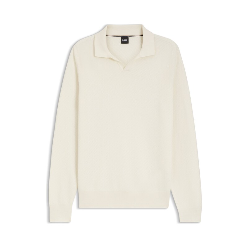 BOSS Knitted-cotton sweater with Johnny collar