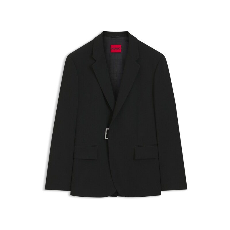 HUGO Slim-fit suit jacket with metal buckle closure