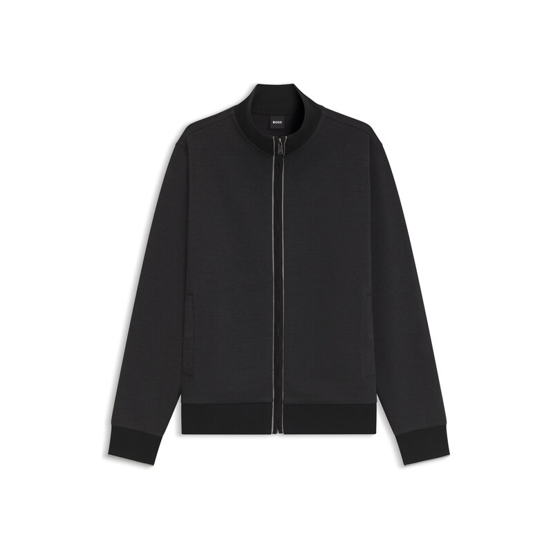 BOSS Cotton sweatshirt with zip neck