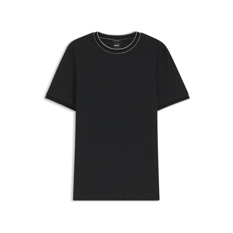 BOSS Regular-fit T-shirt in structured cotton with tipping