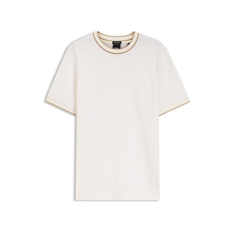 BOSS Regular-fit T-shirt in structured cotton with tipping