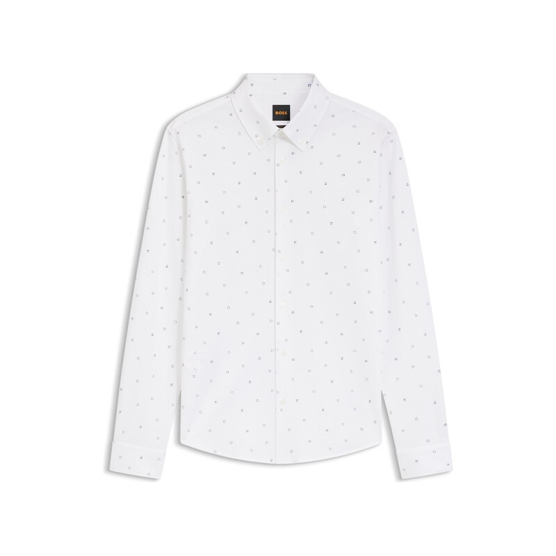 BOSS Relaxed-fit shirt in printed cotton jersey